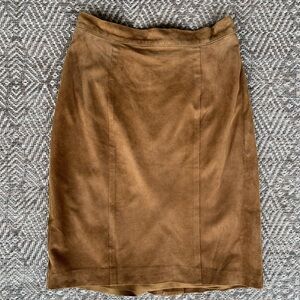 Vintage Perforated Suede Leather Pencil Skirt‎ Brown Tan Women's Small Western